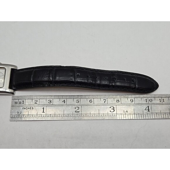 Fossil Steel Dual Time Tank 23mm Watch Silver Black Leather Quartz New Battery main image 7